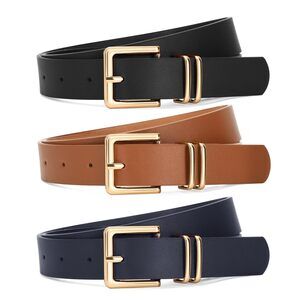 9473 3 Pack Women Leather Belts For Jeans Pants Dresses Fashion Ladies Waist